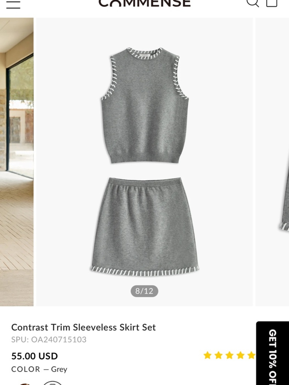 Commense Grey Knit Skirt with Contrast Hem. Never worn